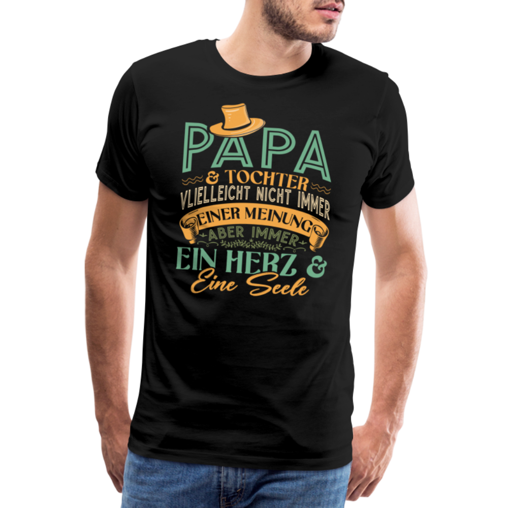 Papa und Tochter ein Herz & eine Seele lustiges Premium T-Shirt Herren - Schwarz
