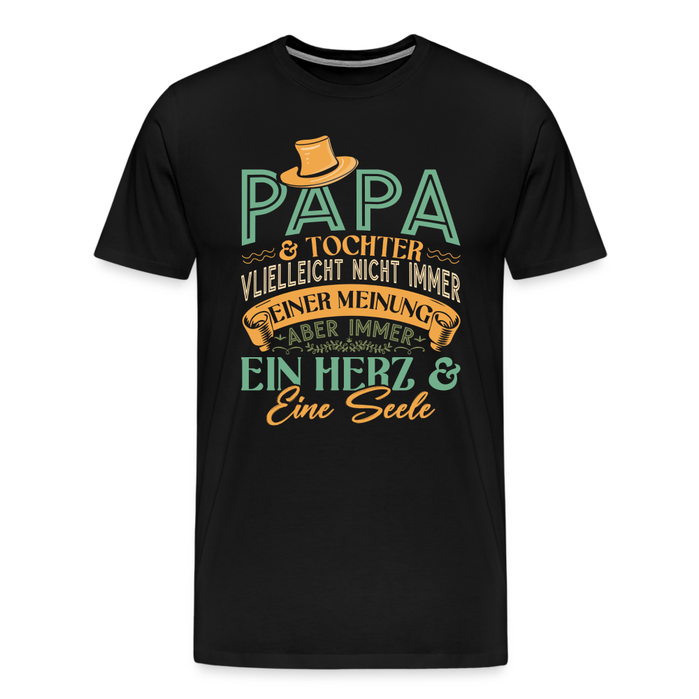 Papa und Tochter ein Herz & eine Seele lustiges Premium T-Shirt Herren - Schwarz