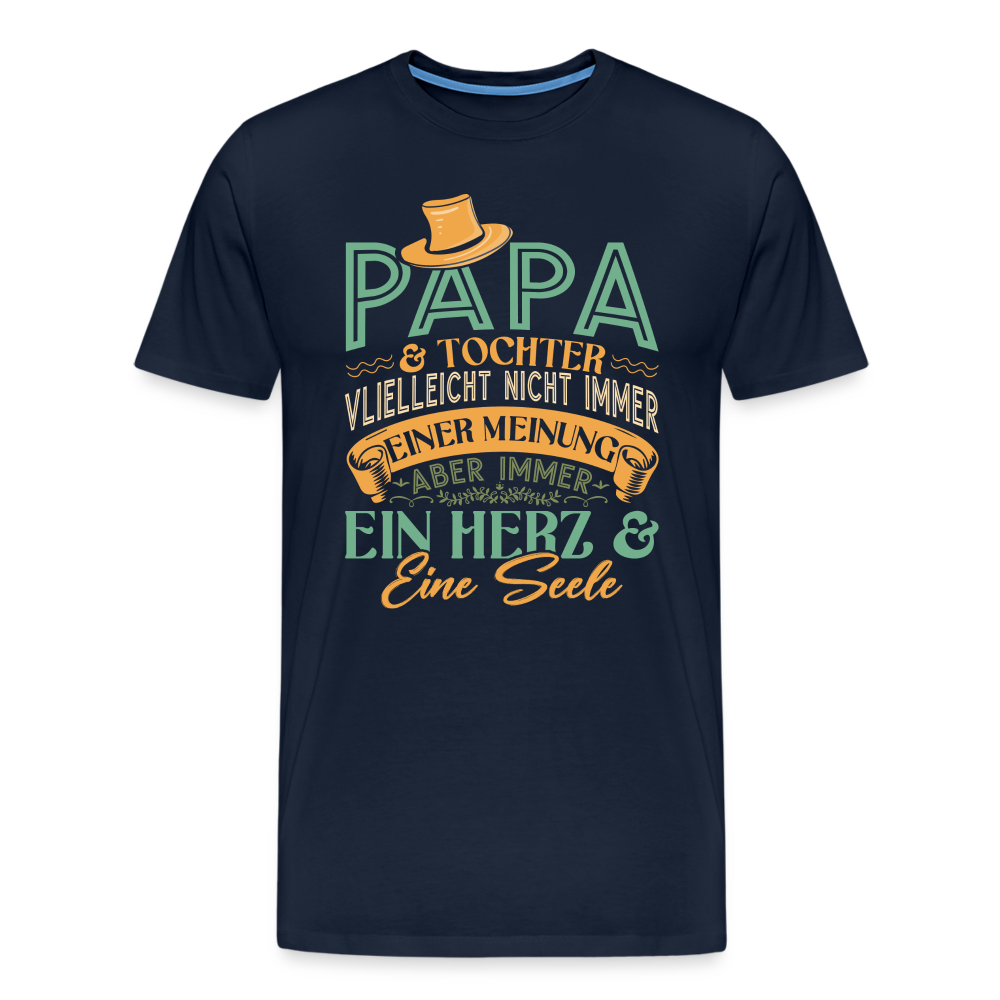 Papa und Tochter ein Herz & eine Seele lustiges Premium T-Shirt Herren - Navy