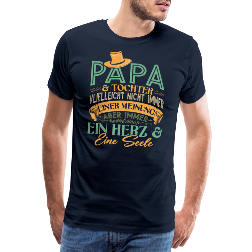 Papa und Tochter ein Herz & eine Seele lustiges Premium T-Shirt Herren - Navy