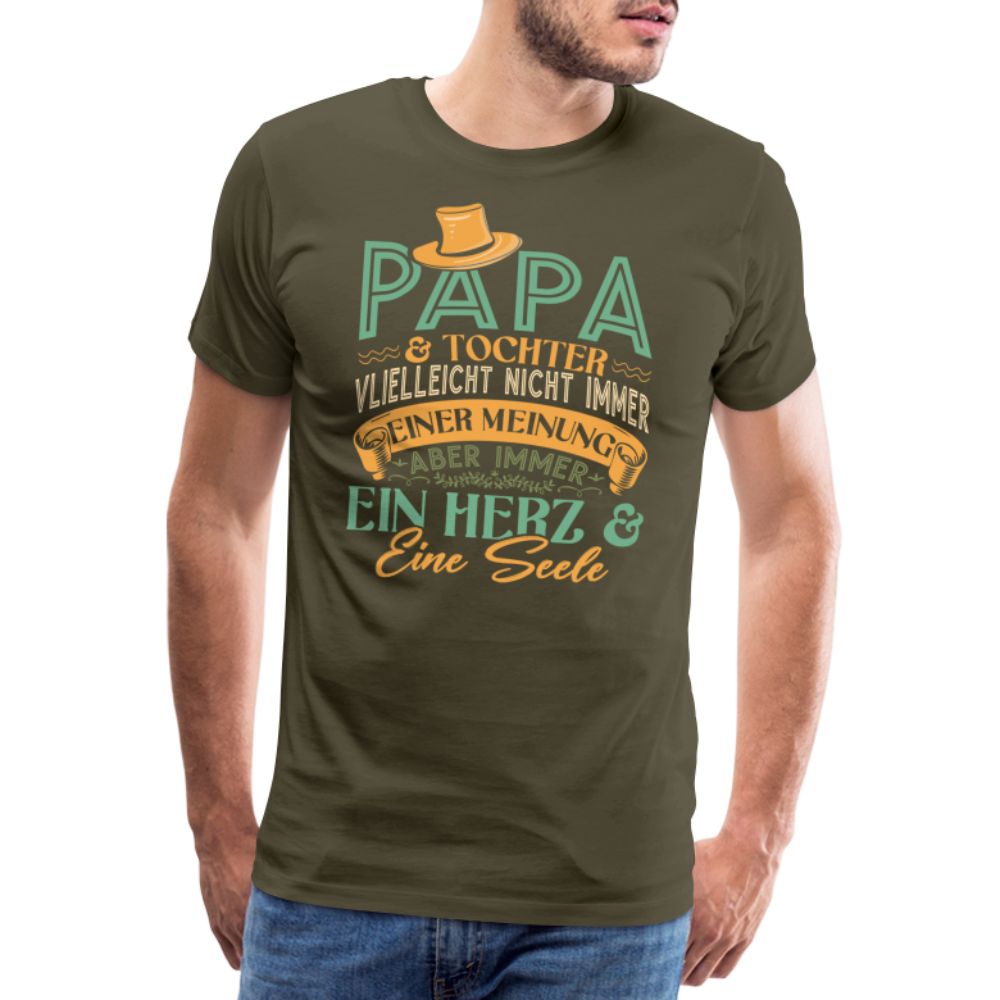 Papa und Tochter ein Herz & eine Seele lustiges Premium T-Shirt Herren - Khaki