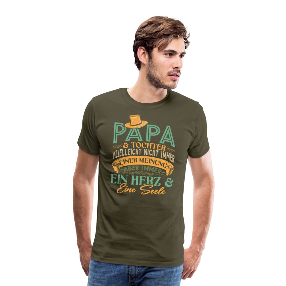 Papa und Tochter ein Herz & eine Seele lustiges Premium T-Shirt Herren - Khaki
