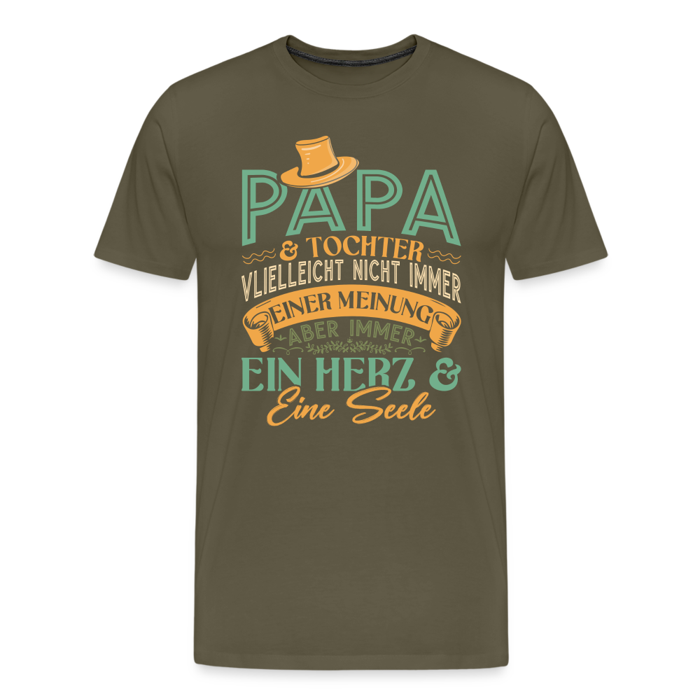 Papa und Tochter ein Herz & eine Seele lustiges Premium T-Shirt Herren - Khaki