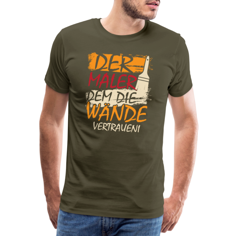 Der Maler dem die Wände vertrauen lustiges Premium T-Shirt Herren - Khaki