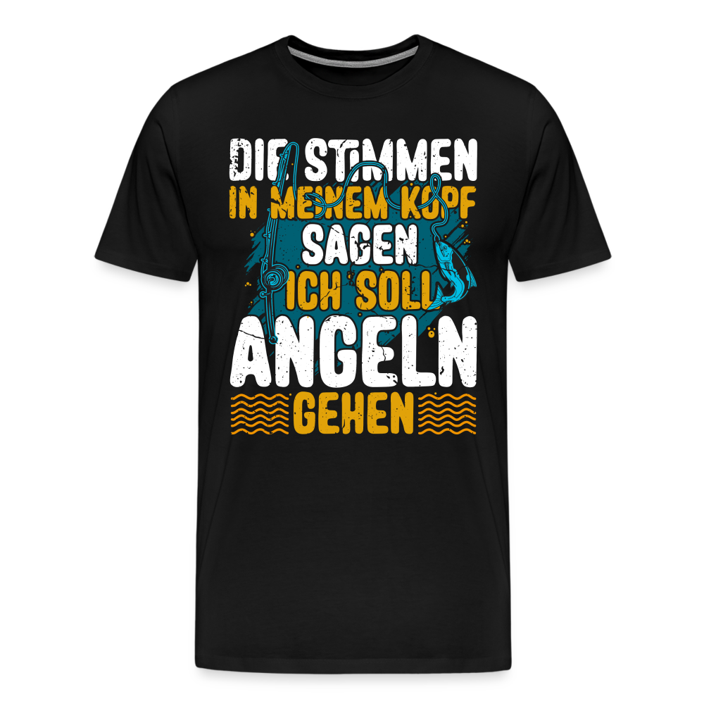 Angler Angeln Stimmen im Kopf lustiges Premium T-Shirt Herren - Schwarz