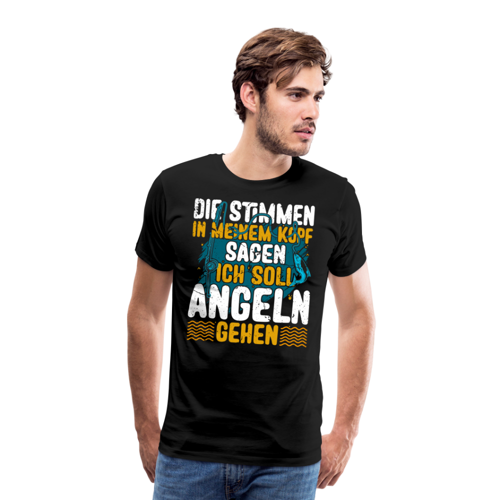 Angler Angeln Stimmen im Kopf lustiges Premium T-Shirt Herren - Schwarz