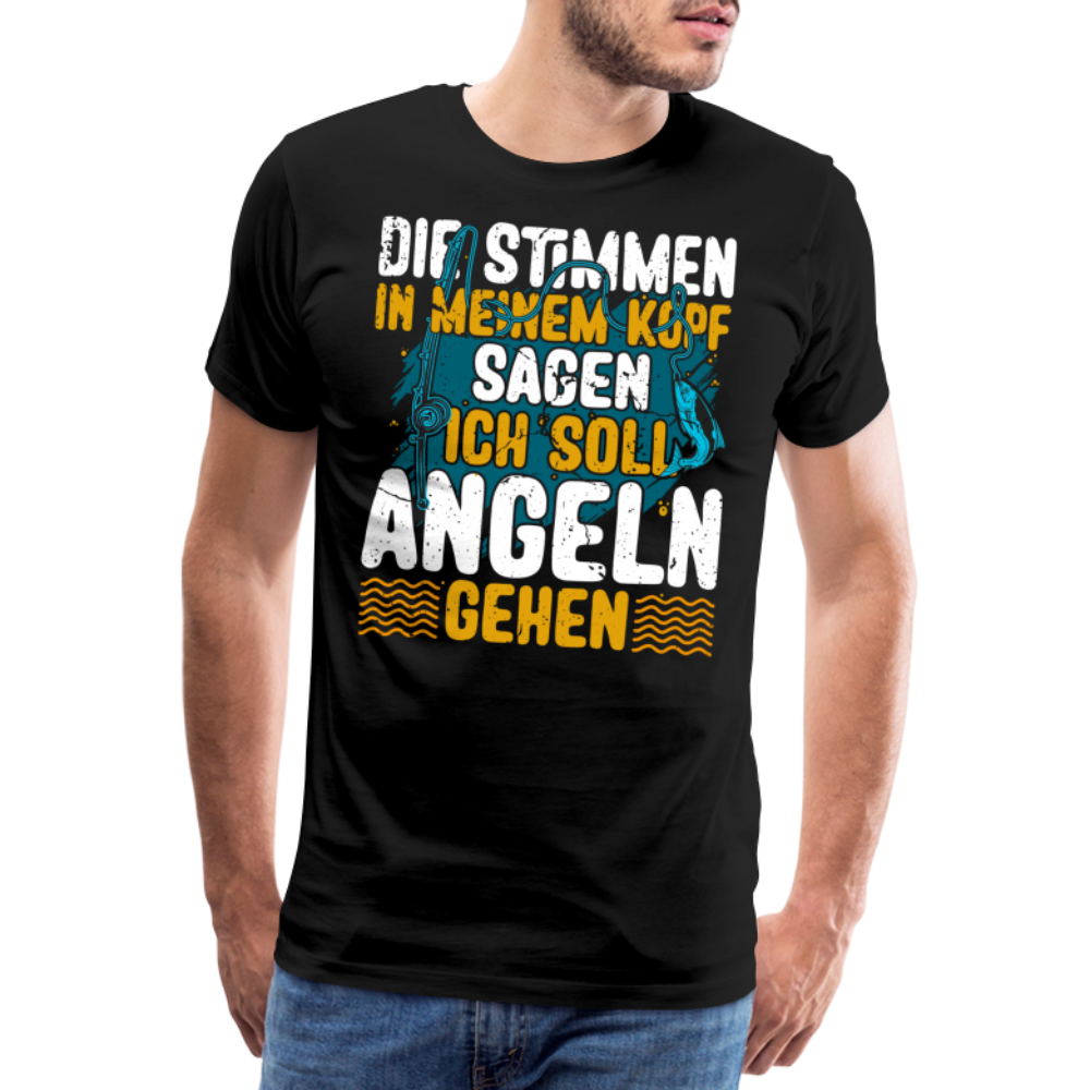Angler Angeln Stimmen im Kopf lustiges Premium T-Shirt Herren - Schwarz