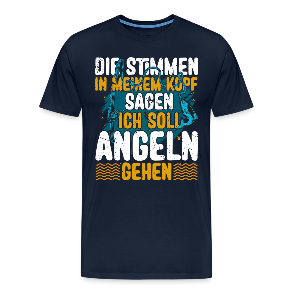 Angler Angeln Stimmen im Kopf lustiges Premium T-Shirt Herren - Navy
