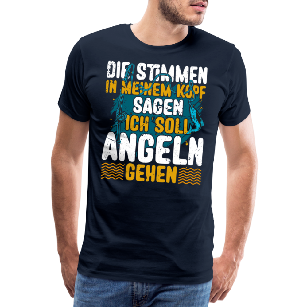 Angler Angeln Stimmen im Kopf lustiges Premium T-Shirt Herren - Navy