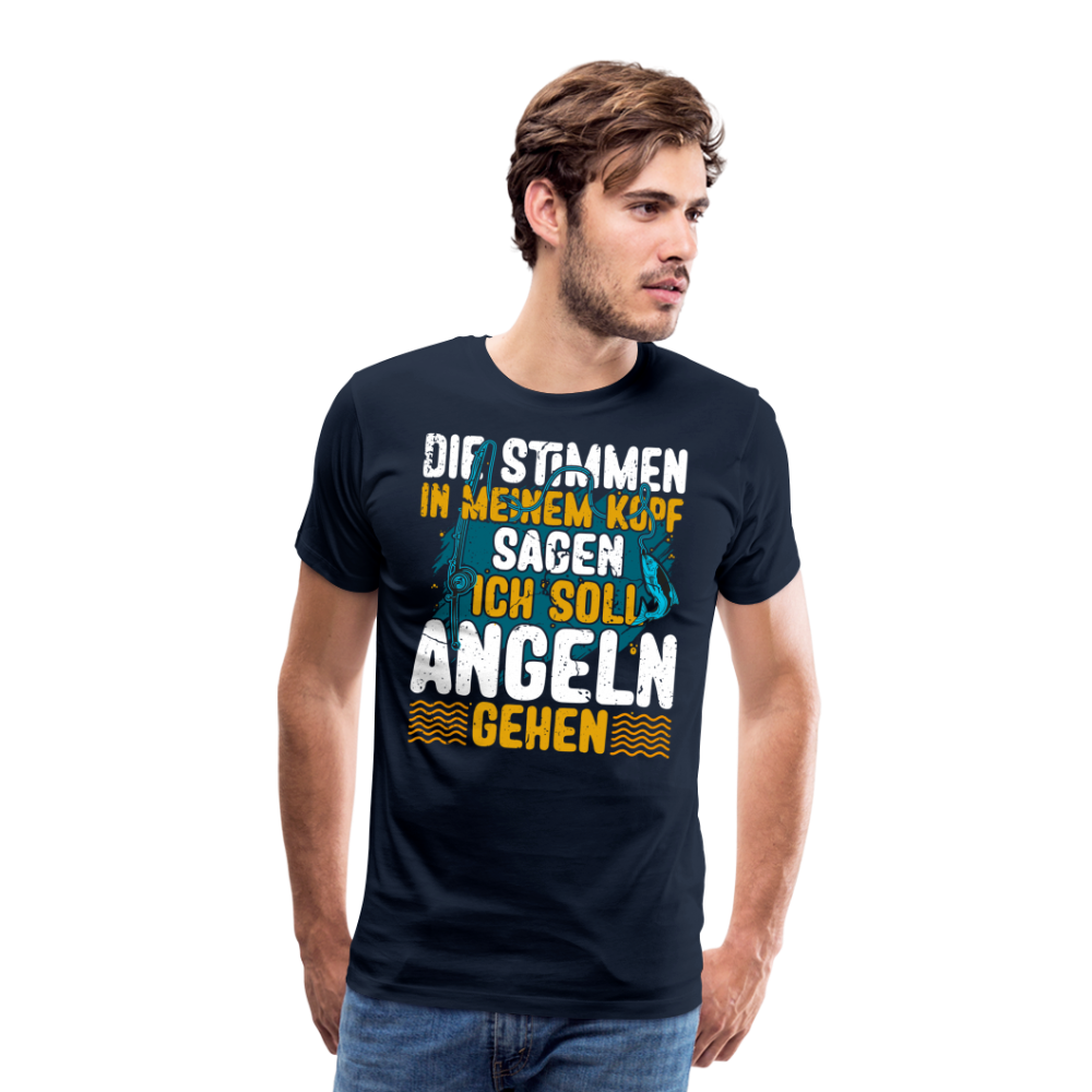 Angler Angeln Stimmen im Kopf lustiges Premium T-Shirt Herren - Navy