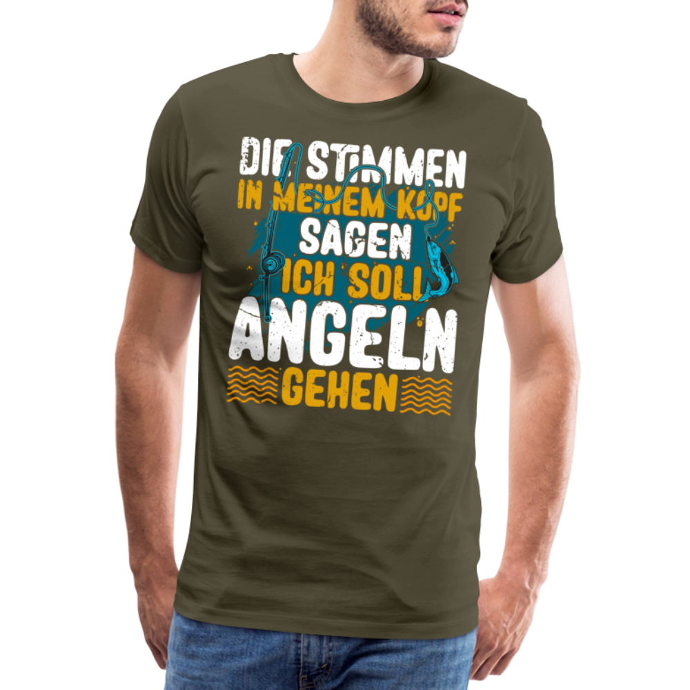 Angler Angeln Stimmen im Kopf lustiges Premium T-Shirt Herren - Khaki