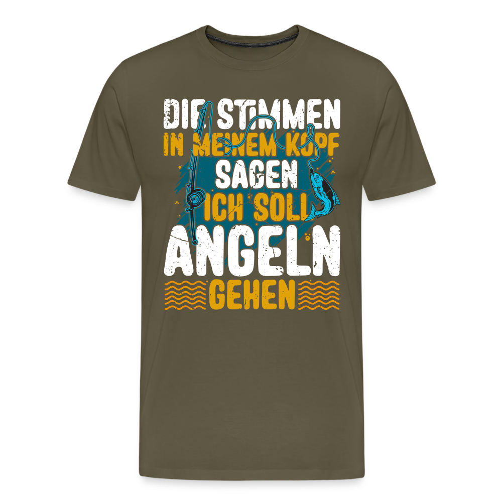 Angler Angeln Stimmen im Kopf lustiges Premium T-Shirt Herren - Khaki