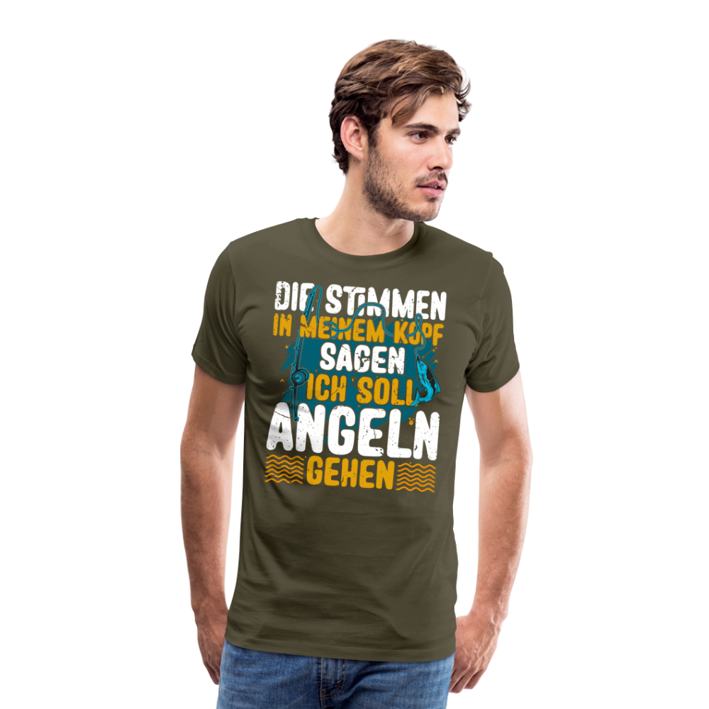 Angler Angeln Stimmen im Kopf lustiges Premium T-Shirt Herren - Khaki