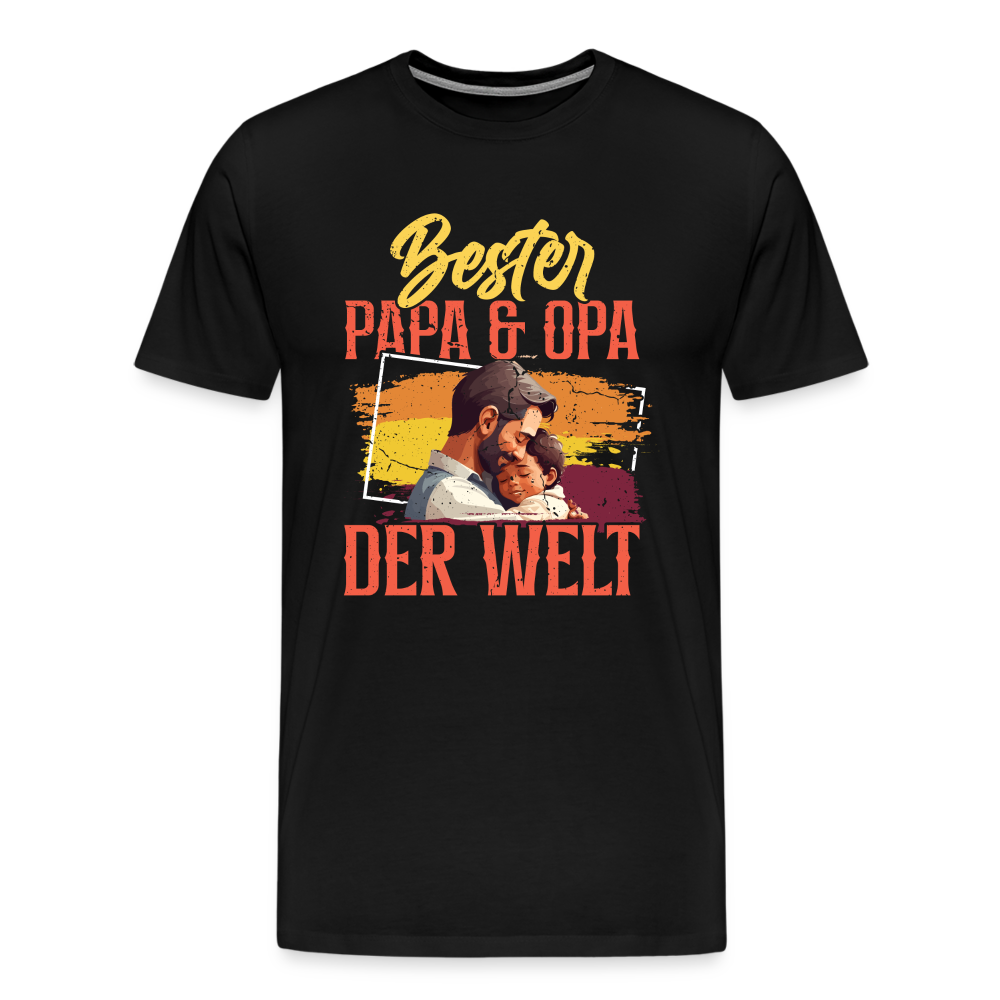 Bester Papa & Opa der Welt lustiges Premium T-Shirt Herren - Schwarz