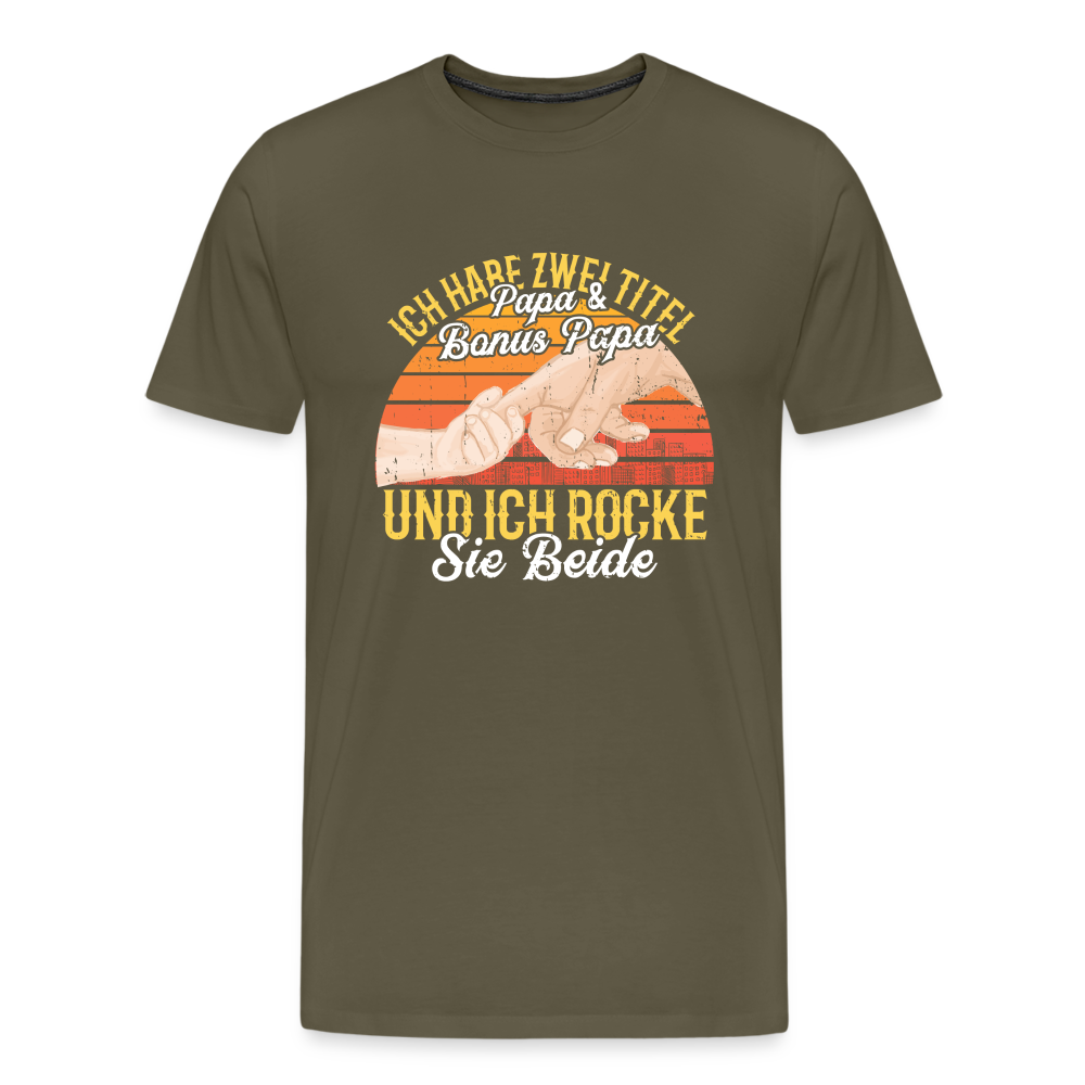 Papa & Bonus Papa Titel lustiges Premium T-Shirt Herren - Khaki