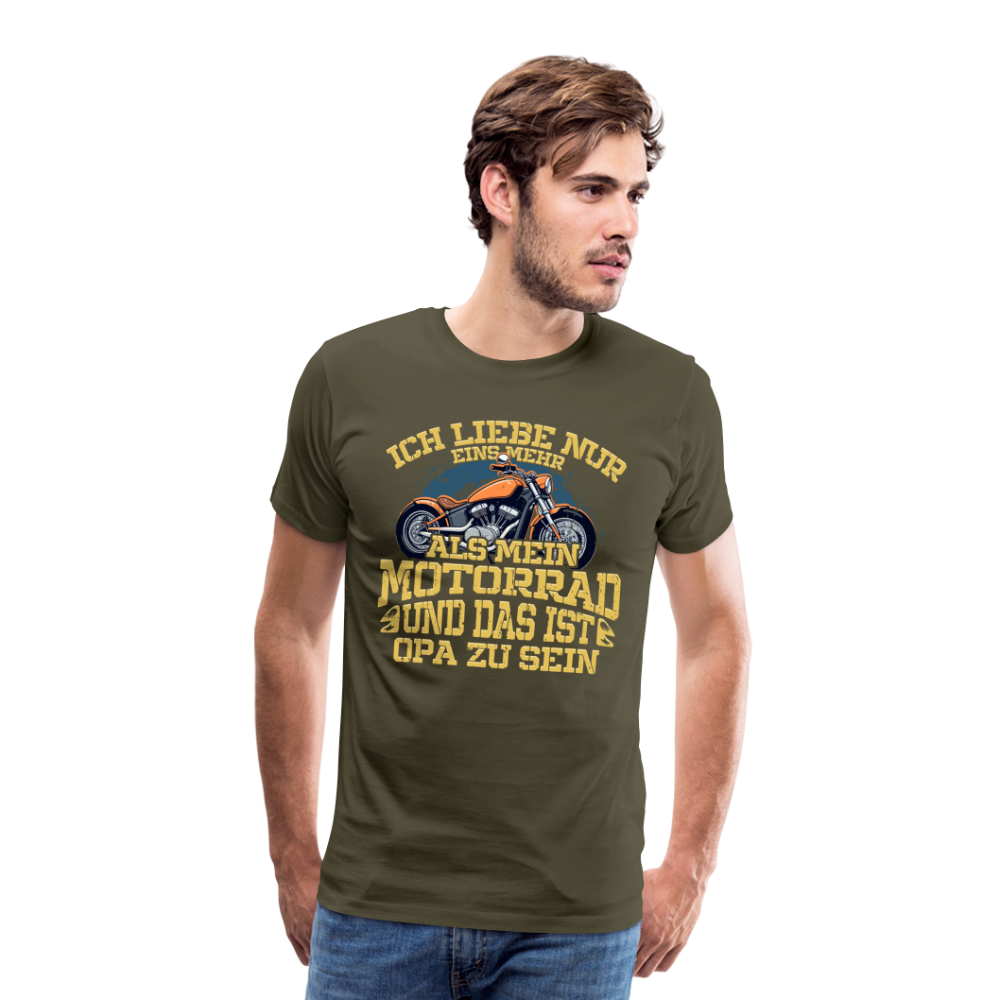 Motorrad & Opa Liebe lustiges Premium T-Shirt Herren - Khaki