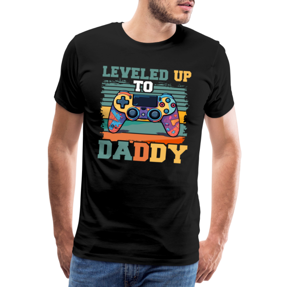 Leveled up tp Daddy lustiges Premium T-Shirt Herren - Schwarz