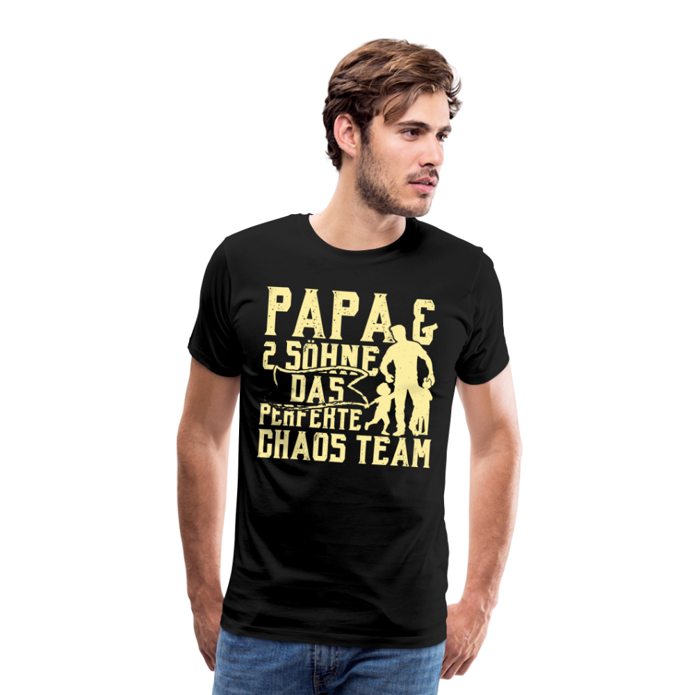 Papa & 2 Söhne Chaos Team lustiges Premium T-Shirt Herren - Schwarz