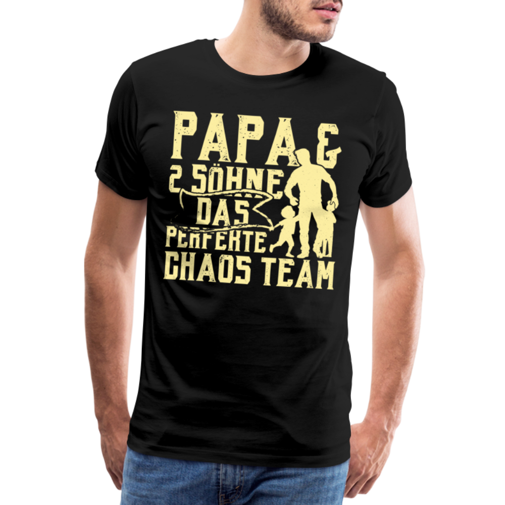 Papa & 2 Söhne Chaos Team lustiges Premium T-Shirt Herren - Schwarz