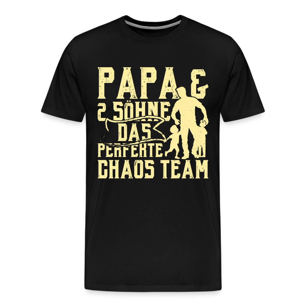 Papa & 2 Söhne Chaos Team lustiges Premium T-Shirt Herren - Schwarz