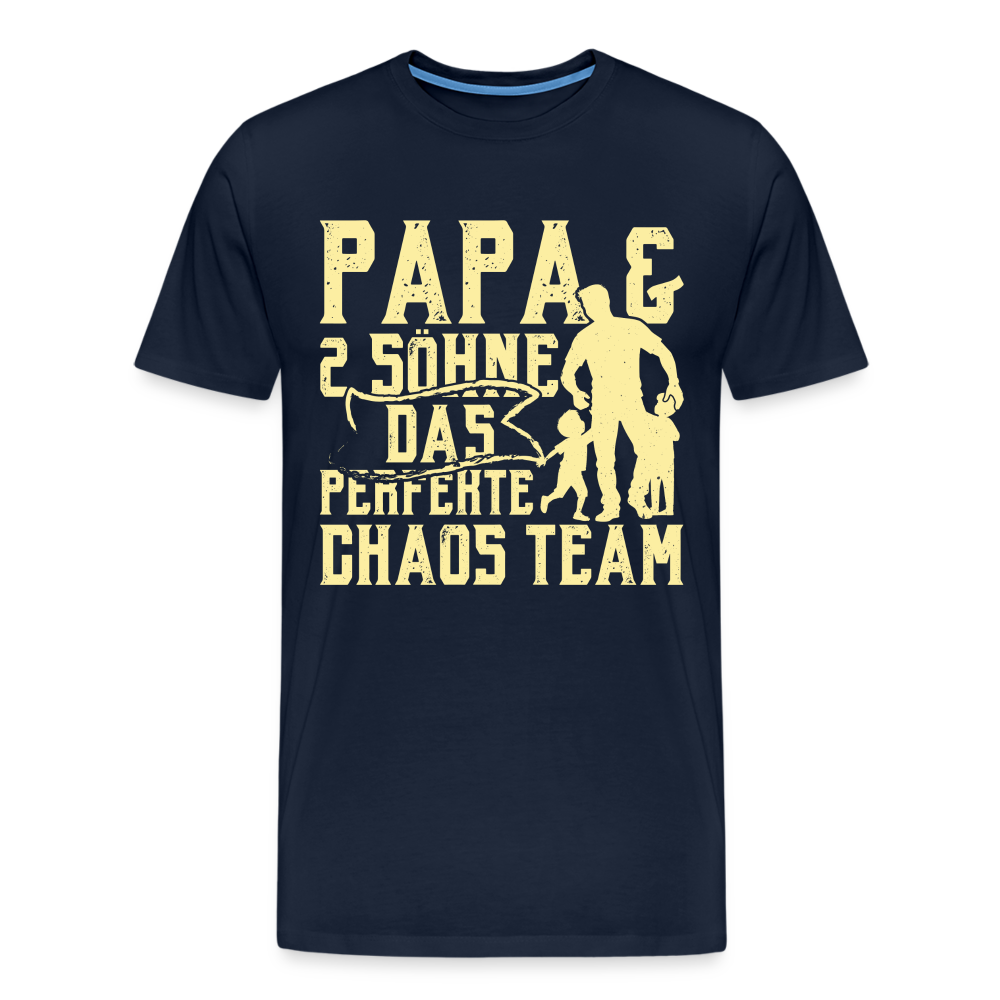 Papa & 2 Söhne Chaos Team lustiges Premium T-Shirt Herren - Navy