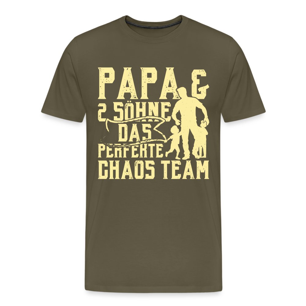 Papa & 2 Söhne Chaos Team lustiges Premium T-Shirt Herren - Khaki