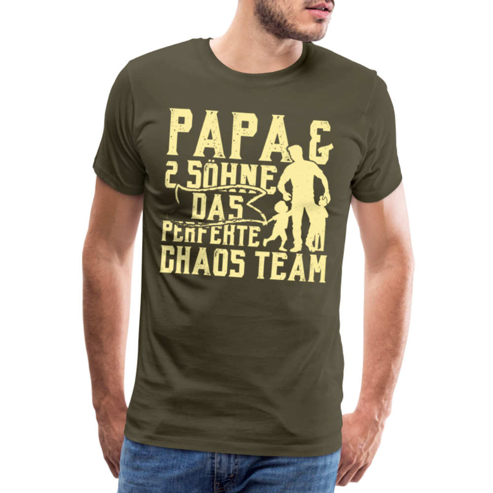 Papa & 2 Söhne Chaos Team lustiges Premium T-Shirt Herren - Khaki