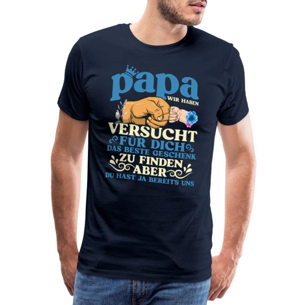 Papa bestes Geschenk 2 lustiges Premium T-Shirt Herren - Navy