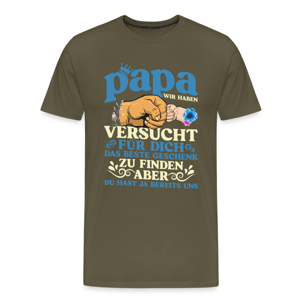 Papa bestes Geschenk 2 lustiges Premium T-Shirt Herren - Khaki