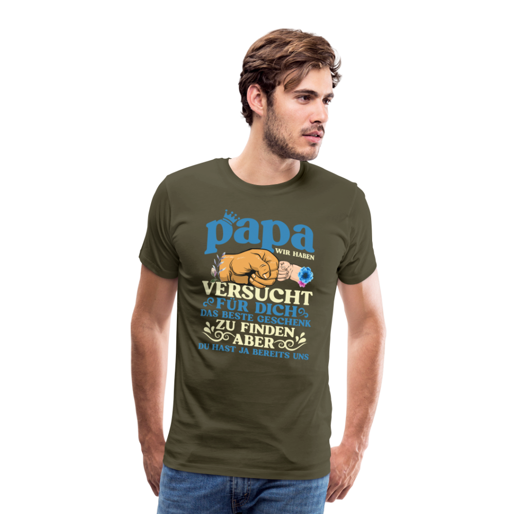 Papa bestes Geschenk 2 lustiges Premium T-Shirt Herren - Khaki