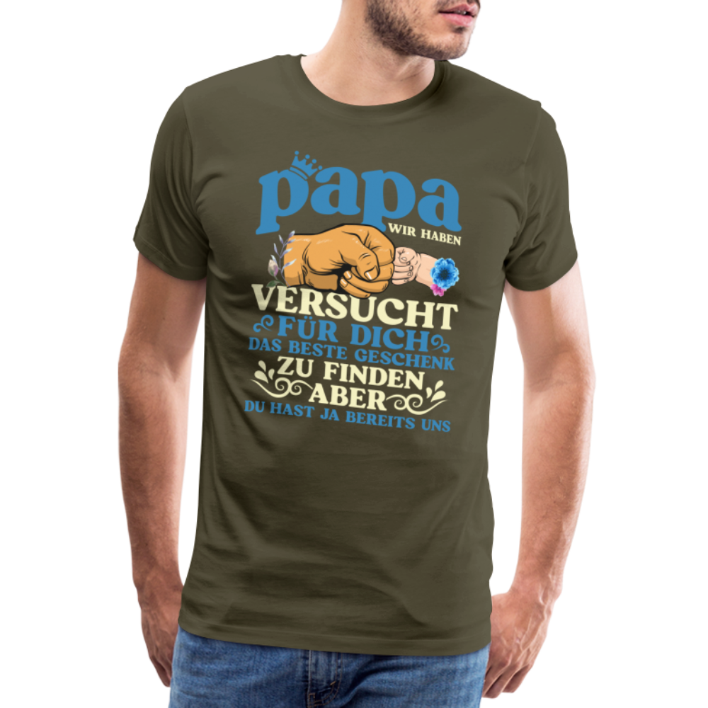 Papa bestes Geschenk 2 lustiges Premium T-Shirt Herren - Khaki