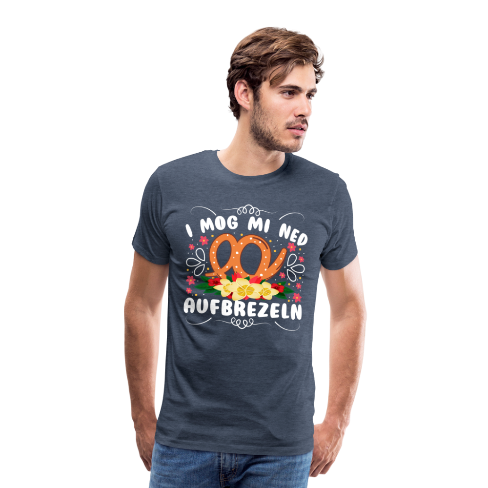 i mog mi ned aufbrezeln Oktoberfest lustiges Premium T-Shirt Herren - Blau meliert