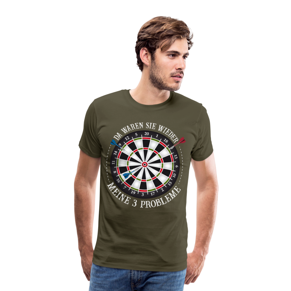 3 Probleme Dart lustiges Premium T-Shirt Herren - Khaki
