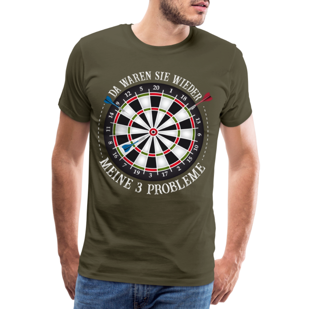 3 Probleme Dart lustiges Premium T-Shirt Herren - Khaki