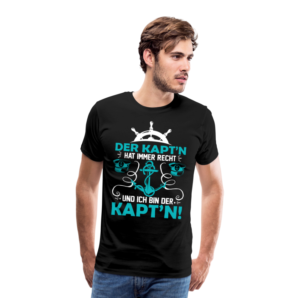 Der Kaptn hat immer Recht lustiges Premium T-Shirt Herren - Schwarz