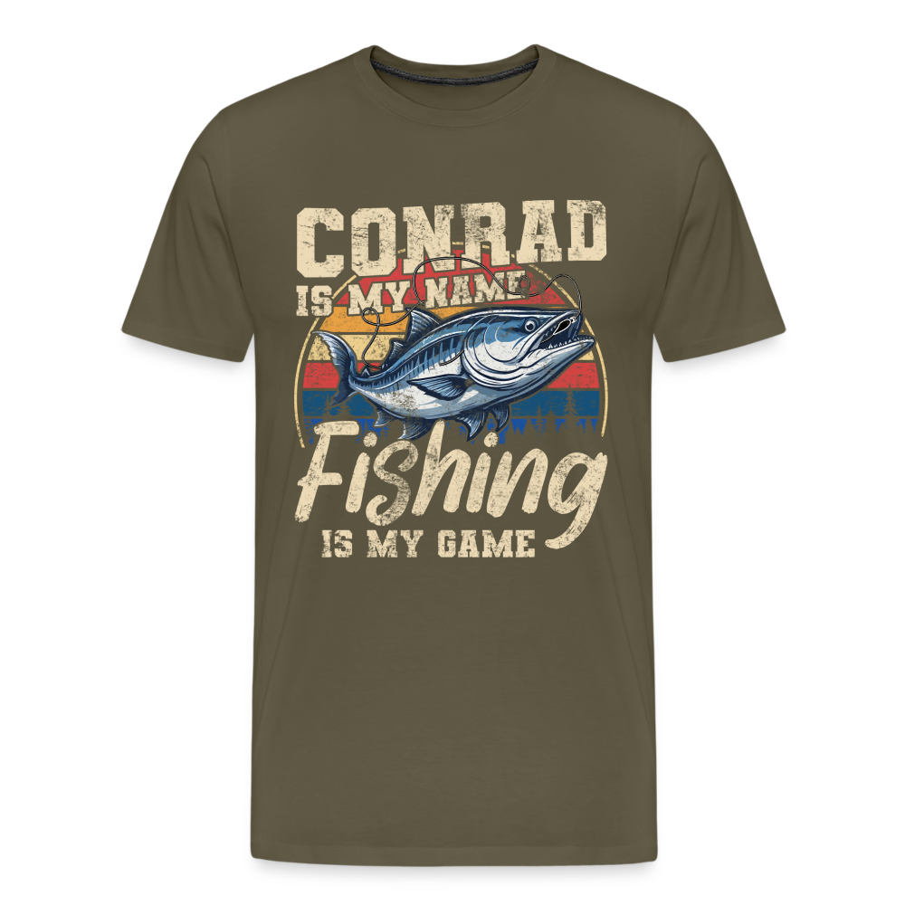 Conrad Angler lustiges Premium T-Shirt Herren - Khaki