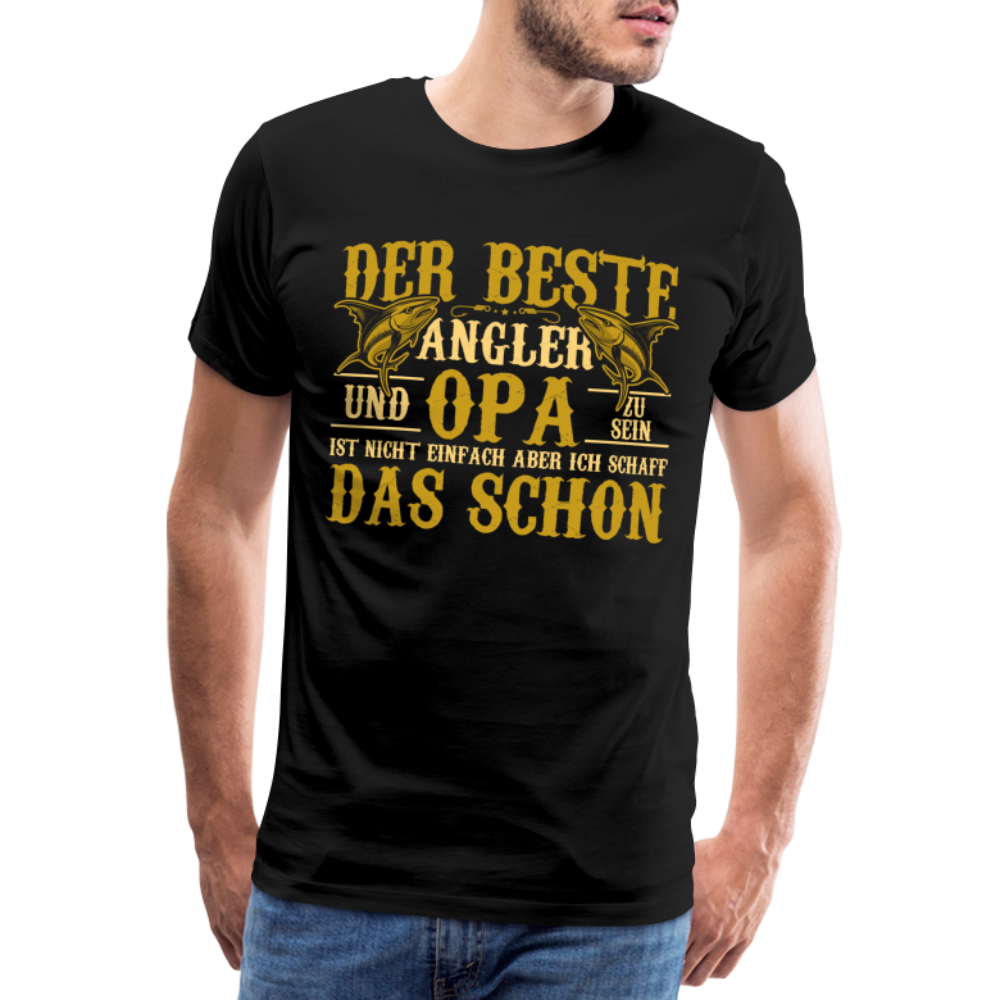 Bester Angler & Opa lustiges Premium T-Shirt Herren - Schwarz