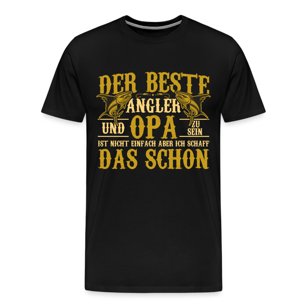 Bester Angler & Opa lustiges Premium T-Shirt Herren - Schwarz