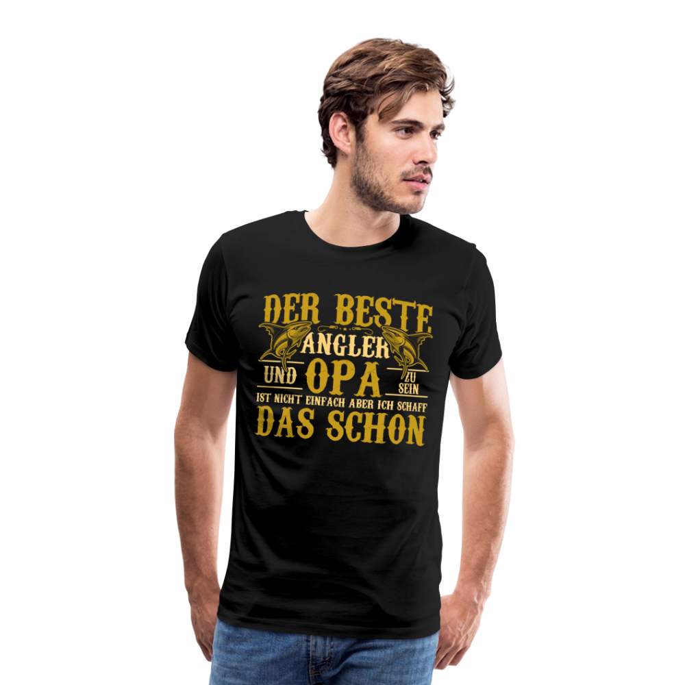 Bester Angler & Opa lustiges Premium T-Shirt Herren - Schwarz