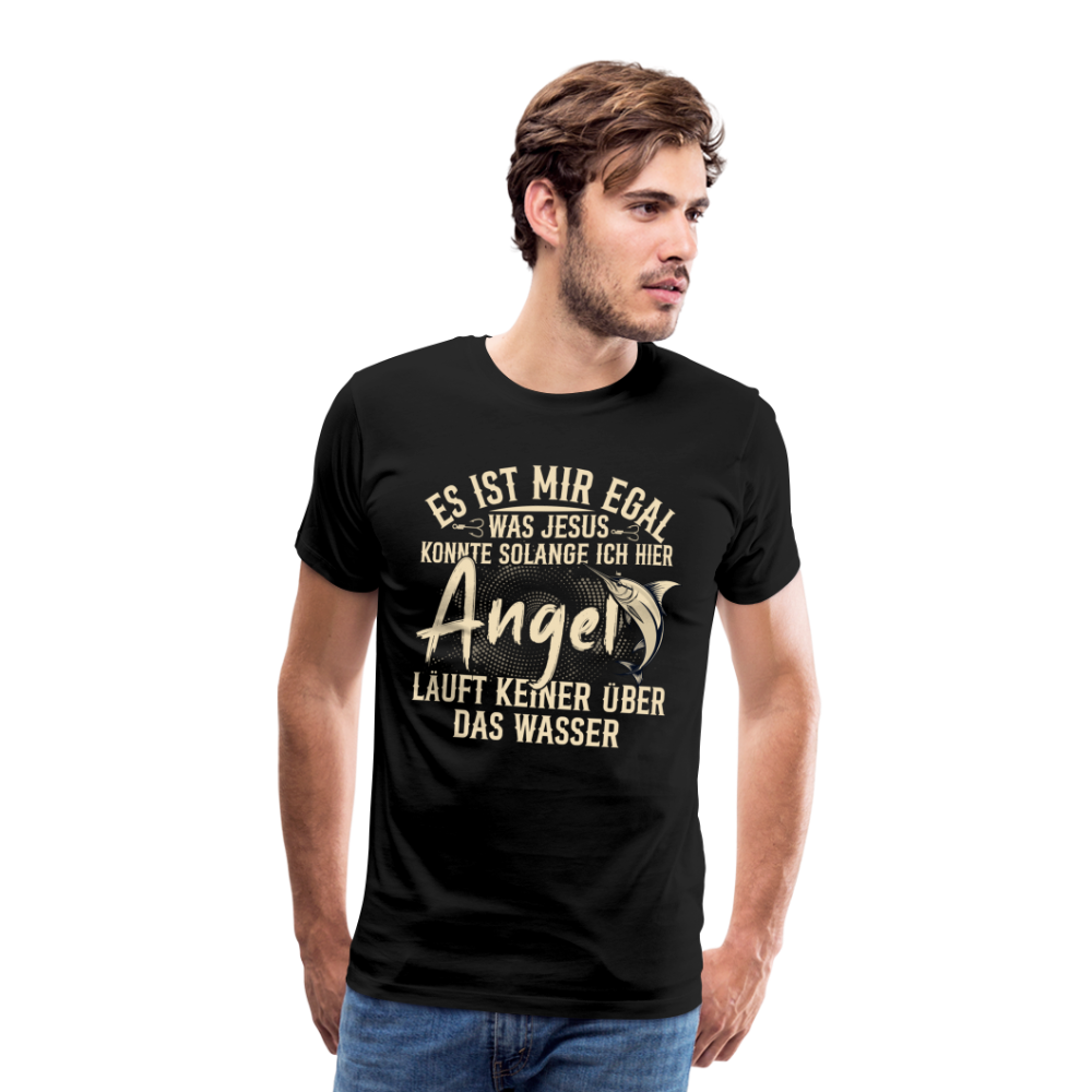 Angeln über Wasser laufen lustiges Premium T-Shirt Herren - Schwarz