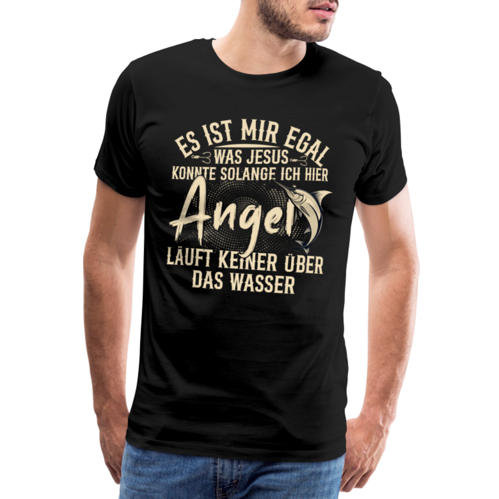 Angeln über Wasser laufen lustiges Premium T-Shirt Herren - Schwarz