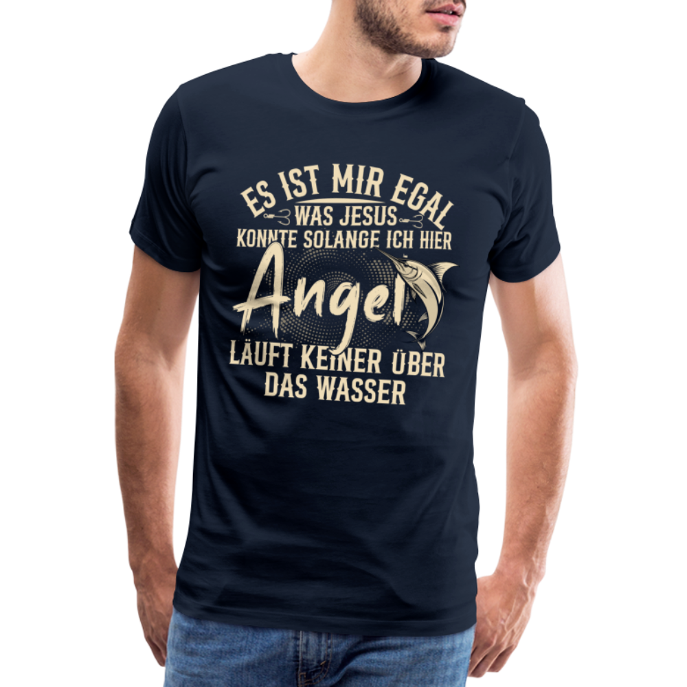 Angeln über Wasser laufen lustiges Premium T-Shirt Herren - Navy