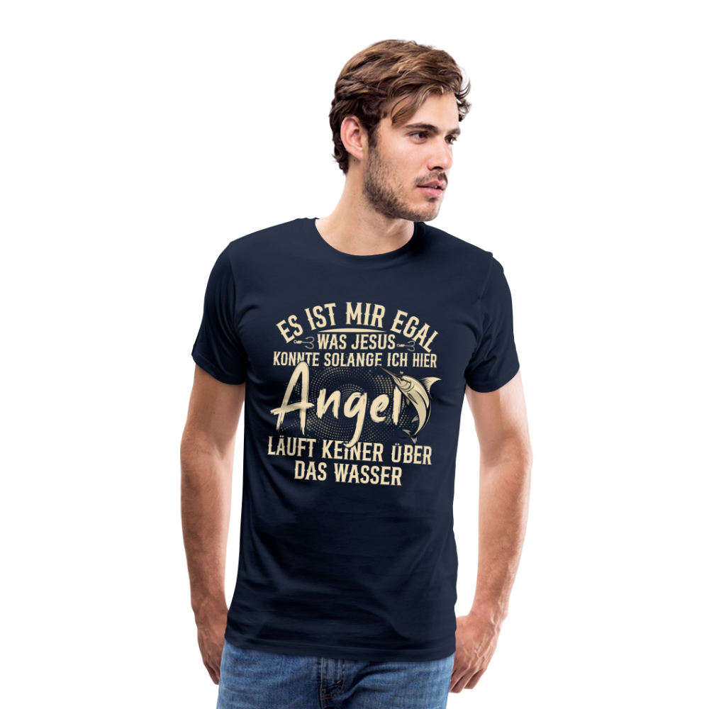 Angeln über Wasser laufen lustiges Premium T-Shirt Herren - Navy