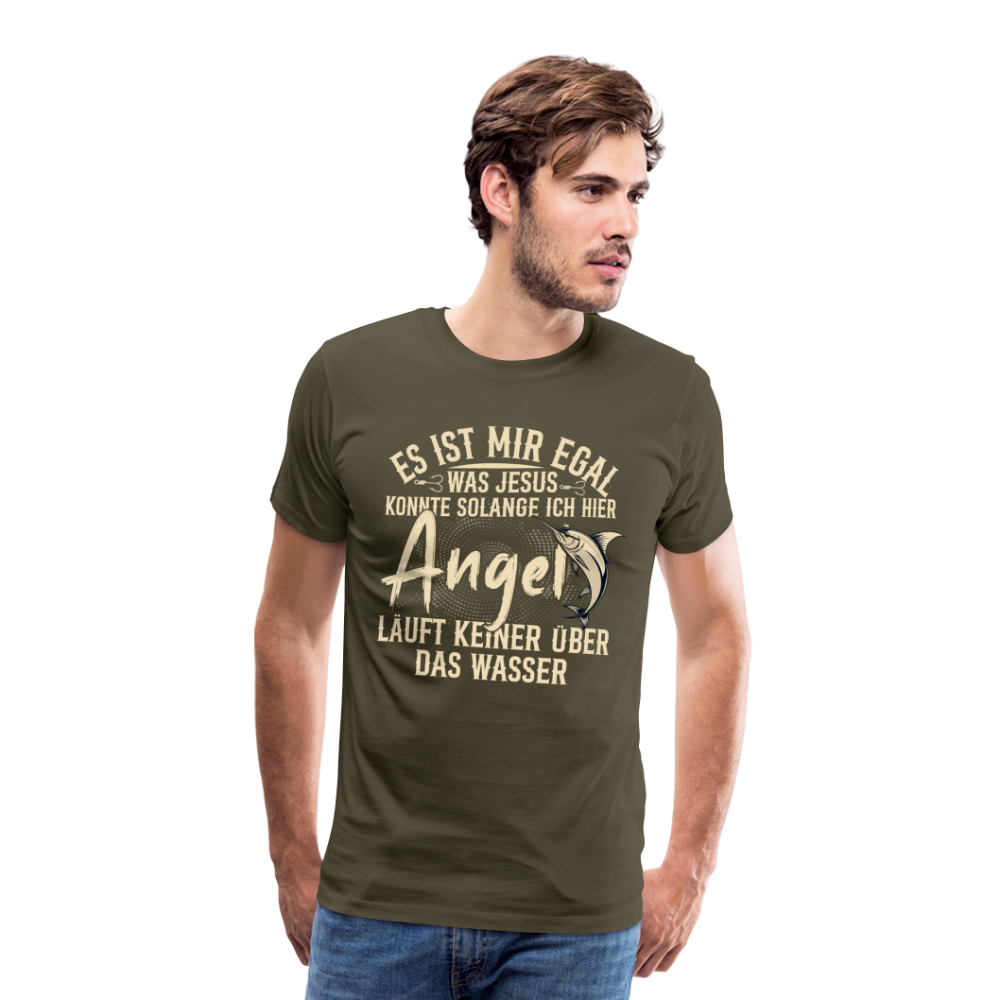 Angeln über Wasser laufen lustiges Premium T-Shirt Herren - Khaki