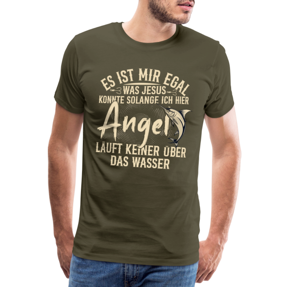 Angeln über Wasser laufen lustiges Premium T-Shirt Herren - Khaki