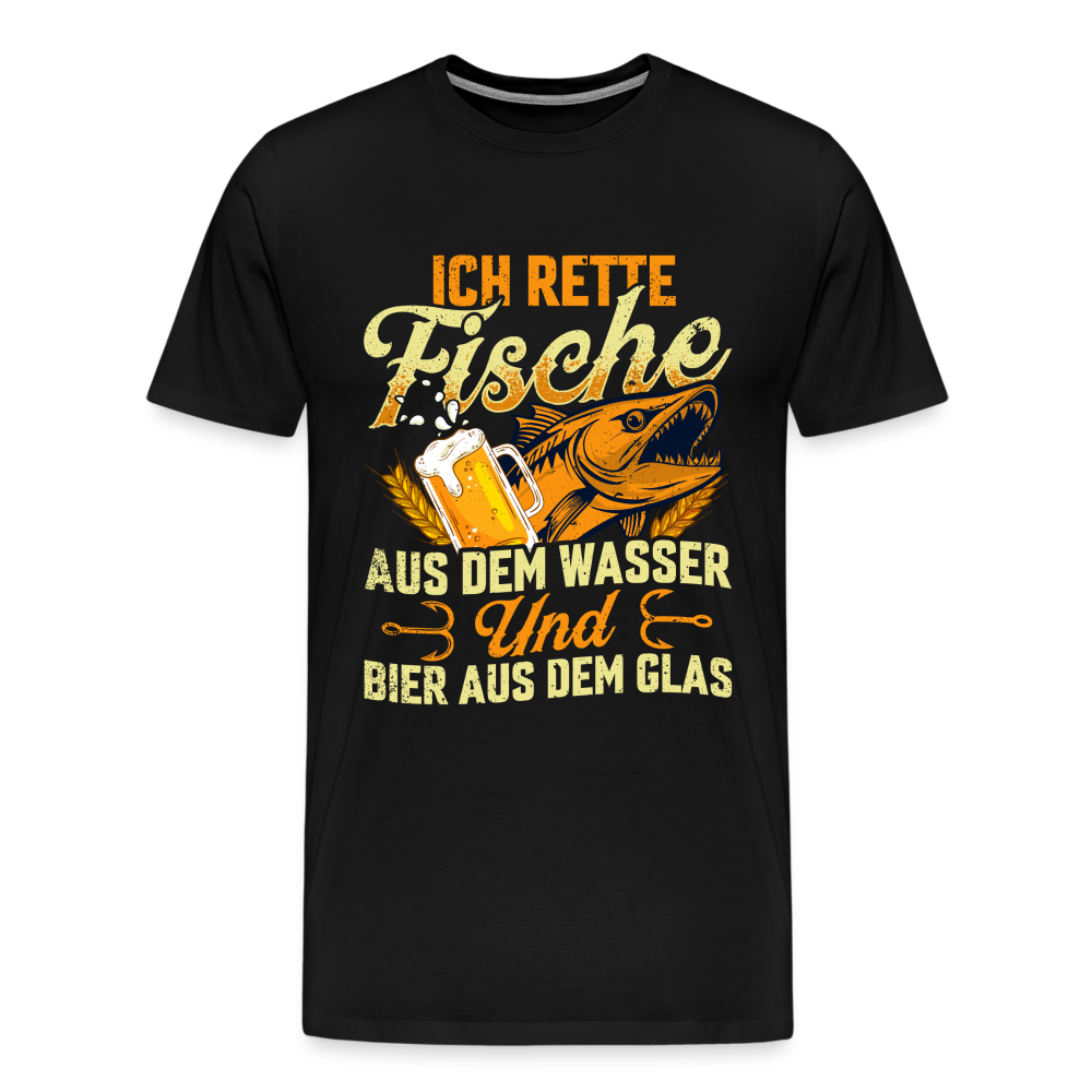 Fische und Bier retten Angeln lustiges Premium T-Shirt Herren - Schwarz