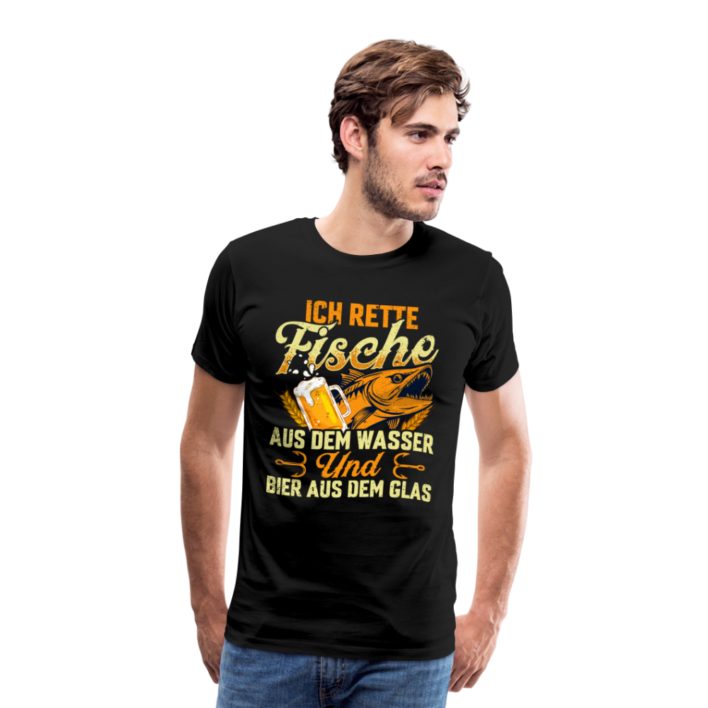 Fische und Bier retten Angeln lustiges Premium T-Shirt Herren - Schwarz