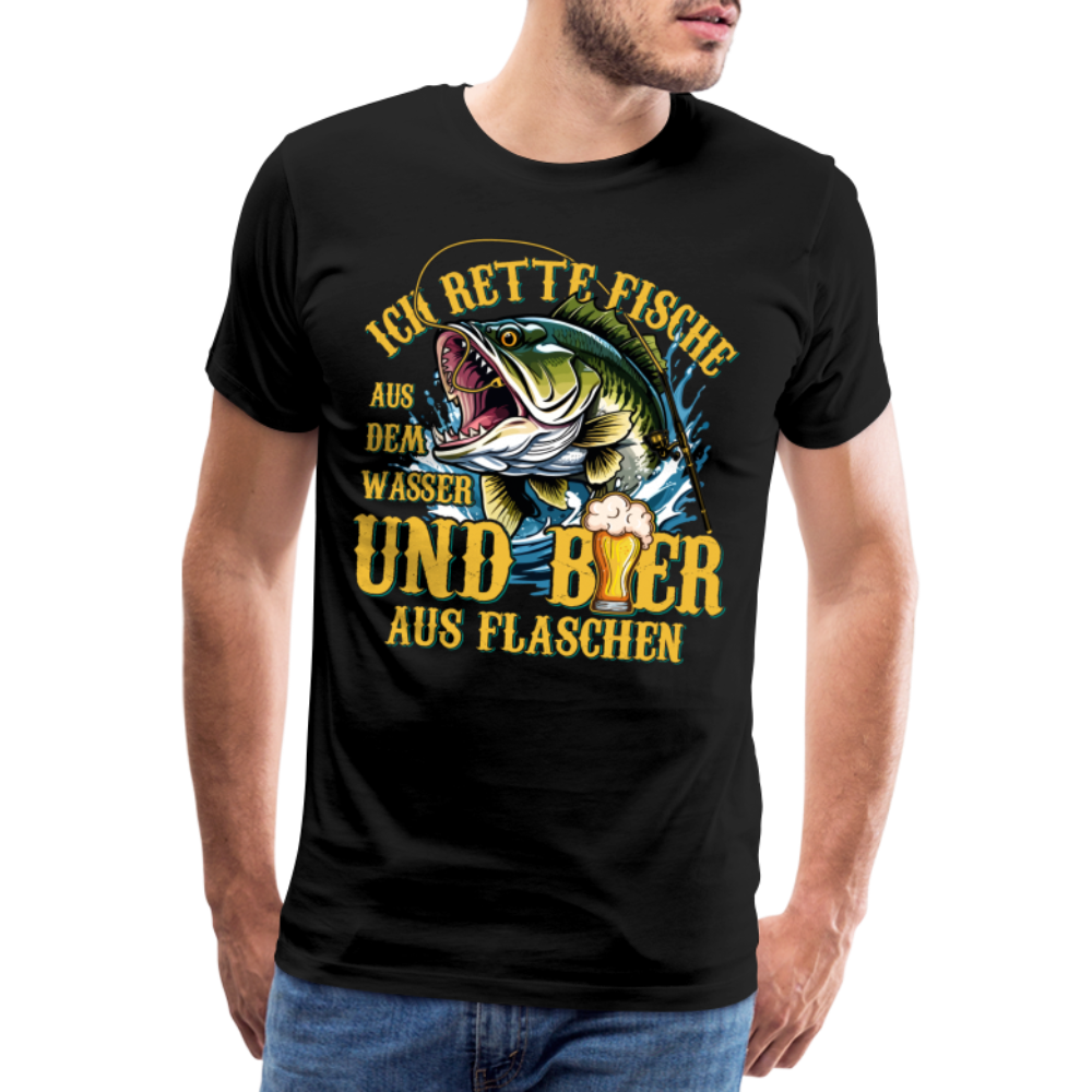 Fische und Bier retten 2 Angeln lustiges Premium T-Shirt Herren - Schwarz