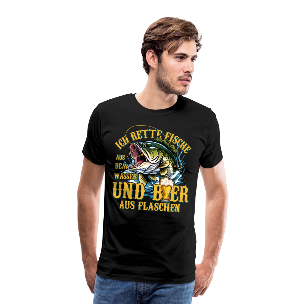 Fische und Bier retten 2 Angeln lustiges Premium T-Shirt Herren - Schwarz