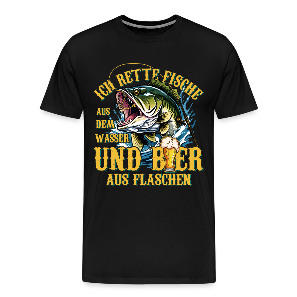 Fische und Bier retten 2 Angeln lustiges Premium T-Shirt Herren - Schwarz